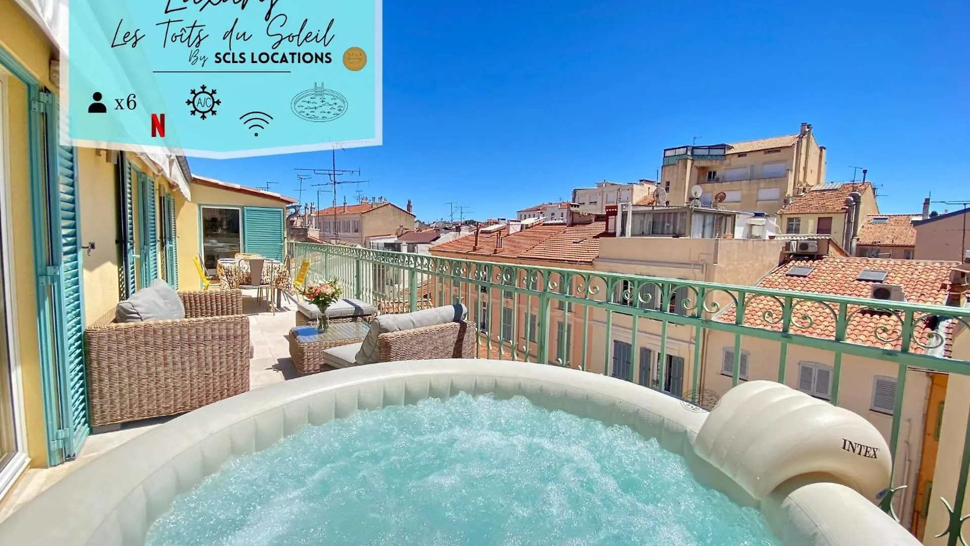 Les Toits Du Soleil: Luxury Apartment with Terraces and Jacuzzi in Central Cannes
